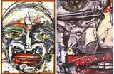 Anthony Breslin, Two Works:, digital print with hand painting on hand cast plaster panel (2)