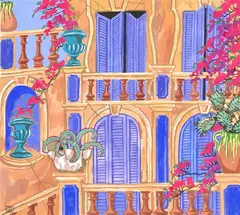 Greg Irvine, Blue Shutters, Aix en Provence, gouache
