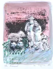 Yosl Bergner, The Diamond, coloured lithograph