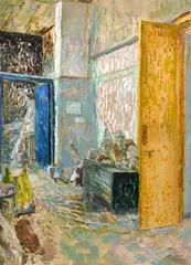 Yvette Coppersmith, Blue Door, Yellow Door (Art House Series), 2012, oil on canvas