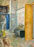 Yvette Coppersmith, Blue Door, Yellow Door (Art House Series), 2012, oil on canvas