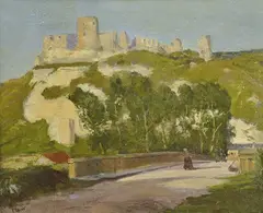 Edward Officer, European Village, oil on canvas