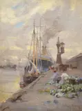 Arthur Merric Boyd Senior, North Wharf, Melbourne, 1903, oil on canvas board