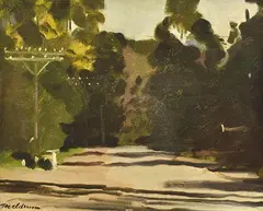 Roadway by Max Meldrum, 1940, oil on board, sold Sep 2013