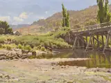 William Rowell, Cattle Drinking, oil on canvas