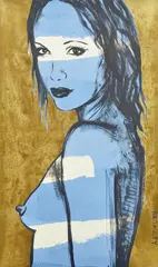 Nude by David Bromley, acrylic on canvas, sold Sep 2013