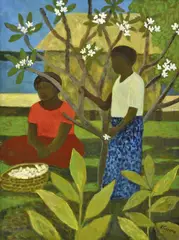 Ray Crooke, Women under the Frangipani Tree, oil on canvas