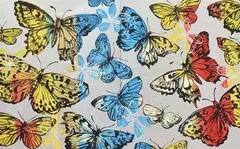 David Bromley, Butterflies, acrylic and silver leaf on canvas (diptych)