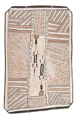 Warraykay by Buyangirr Ganambarr, 2008, natural earth pigments on eucalyptus bark, sold Oct 2013