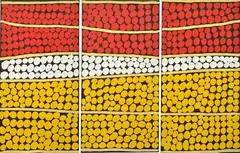 Tingari Cycle at Njami by George Tjapaltjarri, 2003, acrylic on linen (triptych), sold Oct 2013