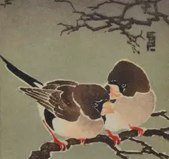 Ethleen Palmer, Masked Finches, 1936, linocut 56/75