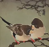 Ethleen Palmer, Masked Finches, 1936, linocut 56/75