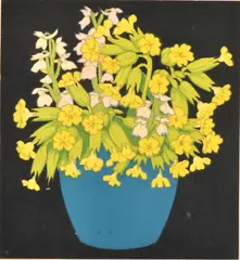 Cowslips by Hall Thorpe, woodcut, sold Aug 2013