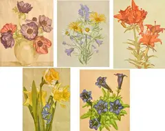 Ernst Rötteken, A group of five linocuts of still lifes, print (other)