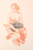 Ruskin Spear, Nude and Cat