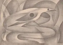 Bird and Snake by Frank Hinder, lithograph, sold May 2013