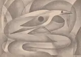 Frank Hinder, Bird and Snake, lithograph
