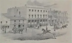 Hall of Commerce, Melbourne 1855 (from Sketches in Victoria) by S.T. Gill, lithograph, sold May 2013