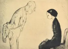 Will Dyson, Our Psychoanalysts: Dr Freud; 'Naughty, naughty, who's been thinking pure thoughts again...', 1929, drypoint