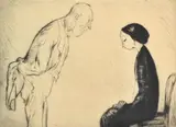 Will Dyson, Our Psychoanalysts: Dr Freud; 'Naughty, naughty, who's been thinking pure thoughts again...', 1929, drypoint