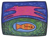 Deborah Halpern, The Dog Jumped Over the Fish, 1997, screenprint 13/60