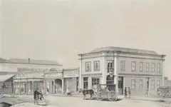 François Cogné, Part of Main Road, Ballarat East, 1859, lithograph