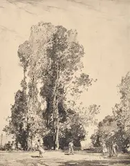 Leonard R. Squirrell, The Tennis Court, 1921, drypoint