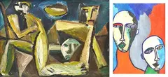 Mark Howson, Running Figure and Face, oil