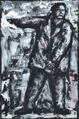Pointing Man by Peter Booth, 1995, pastel and casein on paper, sold Jun 2013