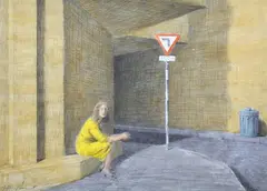 Jeffrey Smart, Study for Lane in Kings Cross, 1988-89, pencil and wash on paper