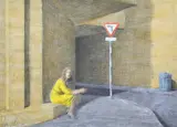 Jeffrey Smart, Study for Lane in Kings Cross, 1988-89, pencil and wash on paper