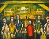 Singers at the Southern Cross by Pro Hart, oil on board, sold Jun 2013