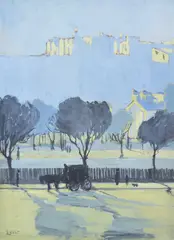 Fred Leist, Park Scene, gouache