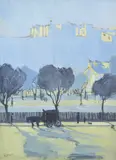 Fred Leist, Park Scene, gouache