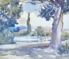 Harold B Herbert, River View, 1943, watercolour