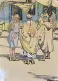 Hilda Rix Nicholas, Street Scene in Morocco, charcoal and pastel on paper