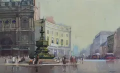Piccadilly Circus by Sydney Long, 1917, watercolour, sold Jun 2013