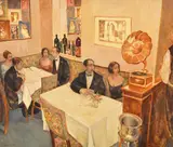 Glen Preece, Interior, Restaurant, oil on canvas