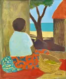 Islander in a Beachside Hut by Ray Crooke, oil on canvas board, sold Jun 2013