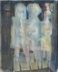 James V Wigley, Three Figures, mixed media on paper