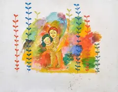 Children in the Garden by Mirka Mora, 1970, acrylic on canvas, sold Mar 2013