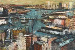 George Lawrence, Sydney Waterfront, 1965, oil on board