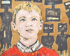 After Nolan by David Bromley, oil and gold leaf on canvas, sold Mar 2013