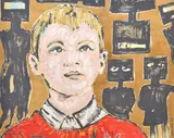 David Bromley, After Nolan, oil and gold leaf on canvas