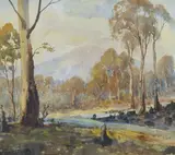 The Clearing by Hans Heysen, 1937, watercolour, sold Mar 2013