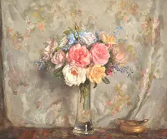 Clewin Harcourt, Still Life with Roses, oil on canvas