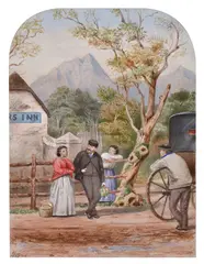 Ebenezer Wake Cook, Coach Stop, 1873, watercolour