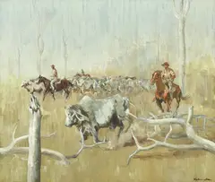 Patrick Kilvington, Brahman Country, 1972, oil on board