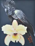 Lowell Blair Nesbitt, Black Cockatoo with Orchid
