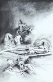 James Gleeson, Untitled (Surreal Landscape), 1984, charcoal on paper